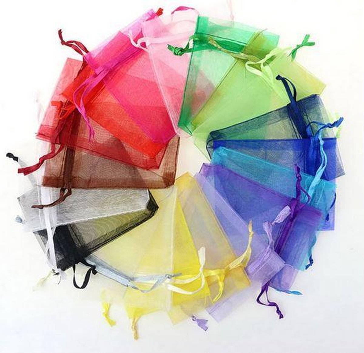 100 stuks organza zakjes multicolor 7x9 cm   Mini Geschenkzakjes Uitdeelzakjes Cadeau Kado Tas Snoep Traktatie Zakjes Snoepzakjes